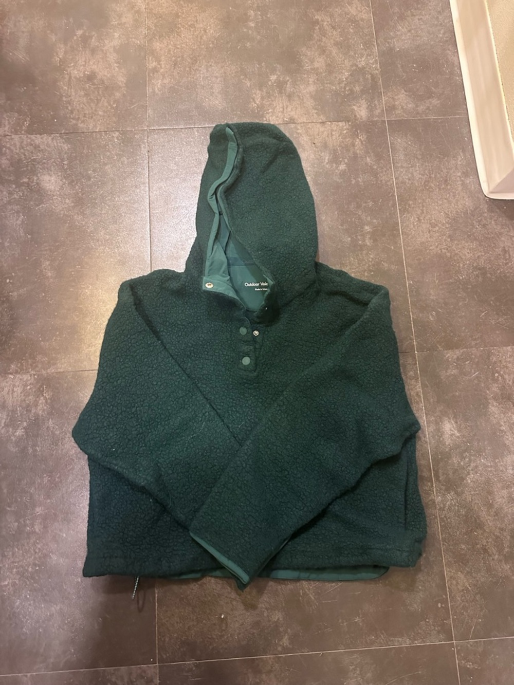 Outdoor Voices Forest Green Hooded Mega FleecePullover